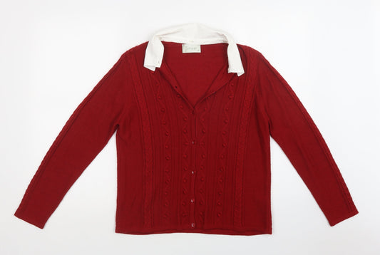 Womens UK Size M Jumper Red Cardigan Jumper