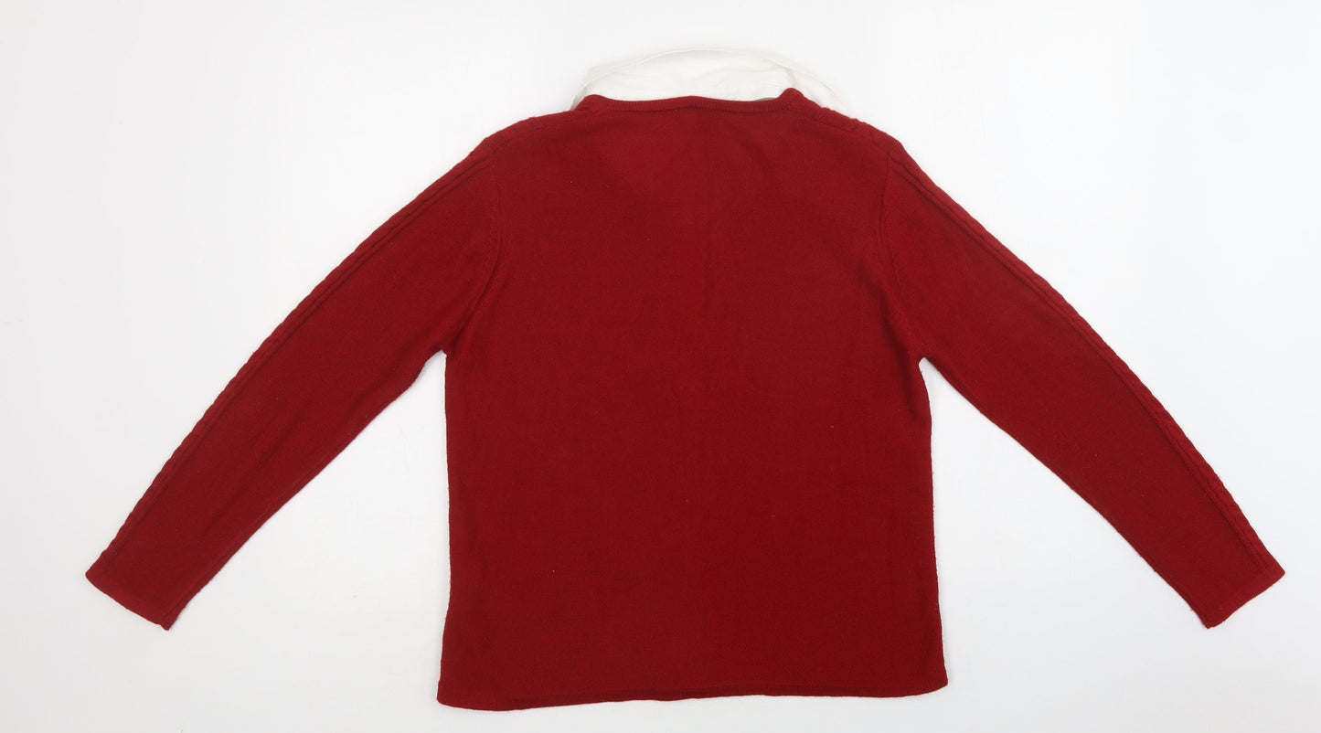 Womens UK Size M Jumper Red Cardigan Jumper