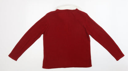 Womens UK Size M Jumper Red Cardigan Jumper