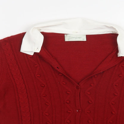 Womens UK Size M Jumper Red Cardigan Jumper