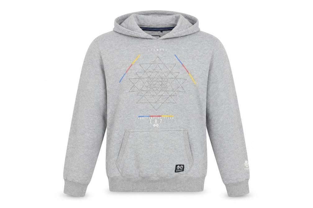 Front view of Haywire women’s grey cotton pullover hoodie, size M