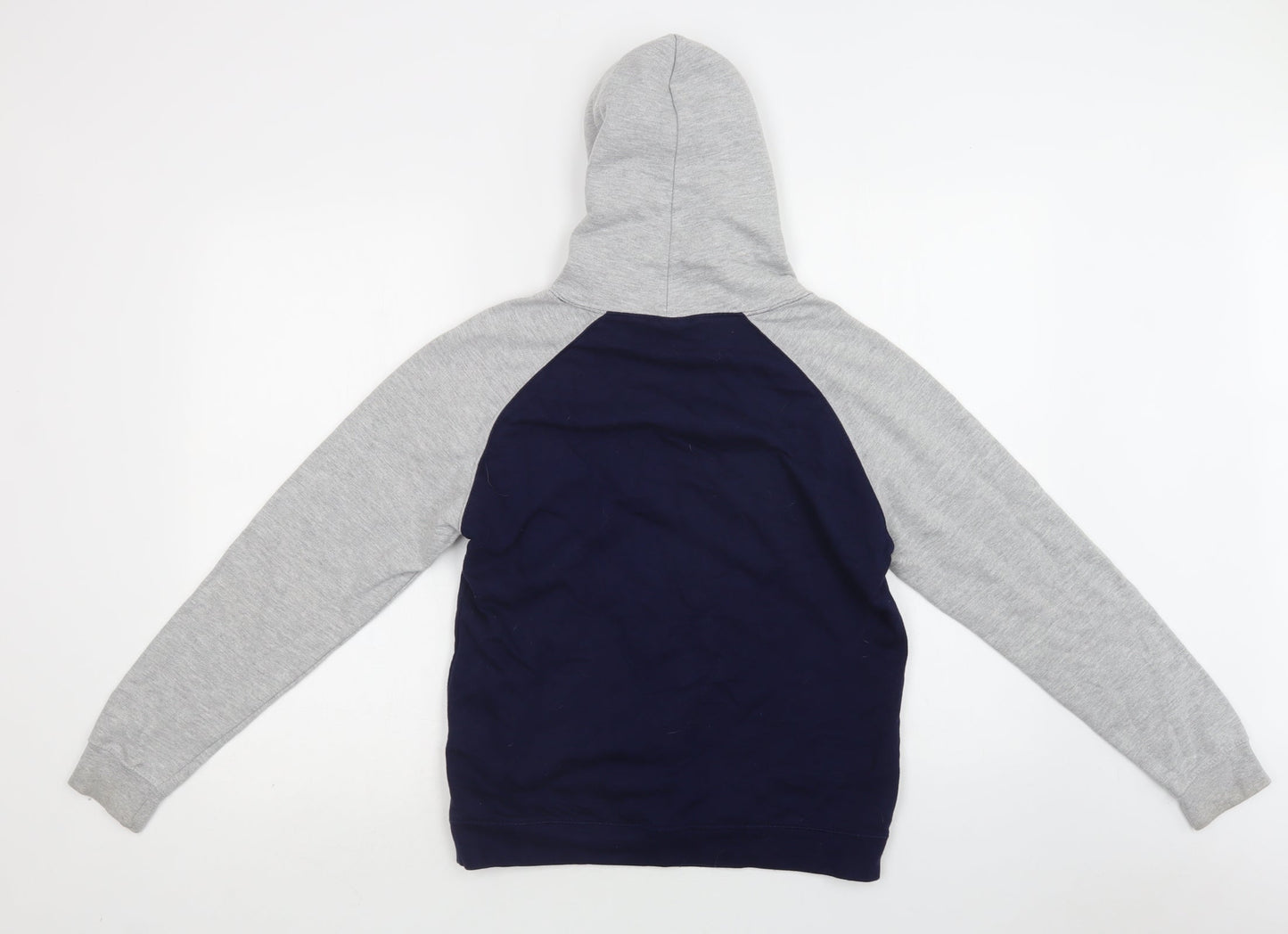 Awdis Boys Blue Colourblock Cotton Pullover Hoodie Size 12-13 Years