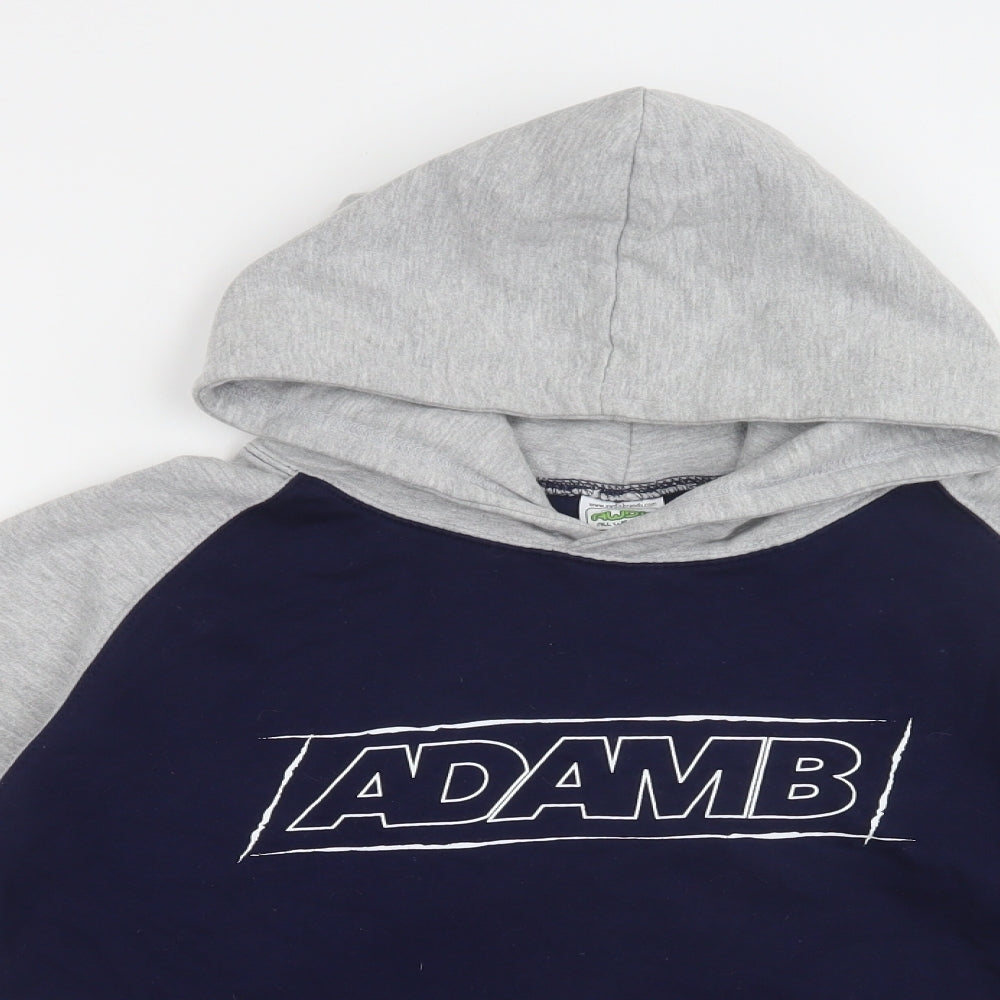 Awdis Boys Blue Colourblock Cotton Pullover Hoodie Size 12-13 Years