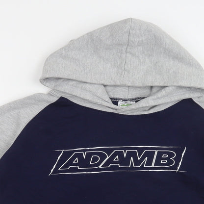 Awdis Boys Blue Colourblock Cotton Pullover Hoodie Size 12-13 Years