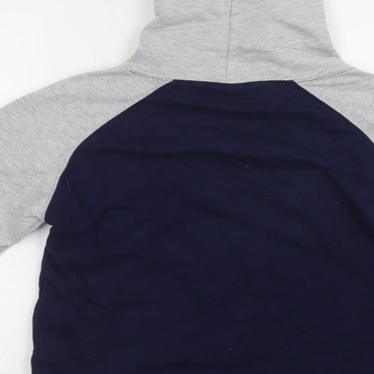 Awdis Boys Blue Colourblock Cotton Pullover Hoodie Size 12-13 Years