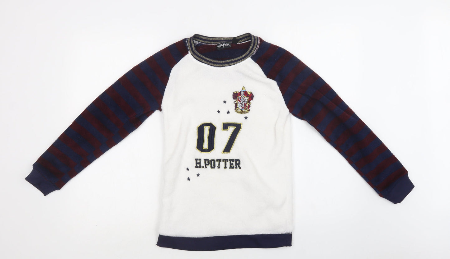 Primark Womens White Striped Polyester Top Lounge Set Size XS   - Harry Potter