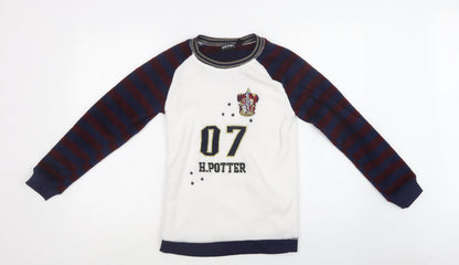 Primark Womens White Striped Polyester Top Lounge Set Size XS   - Harry Potter