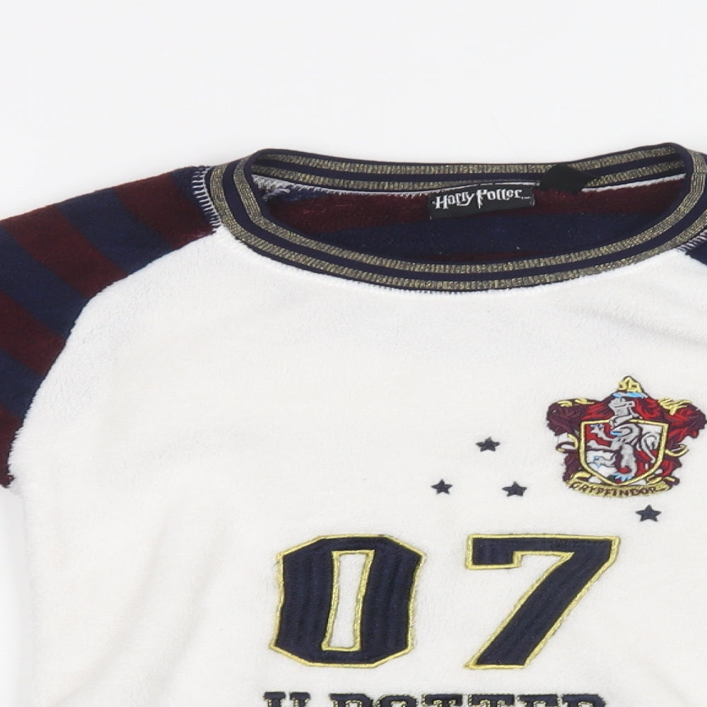 Primark Womens White Striped Polyester Top Lounge Set Size XS   - Harry Potter