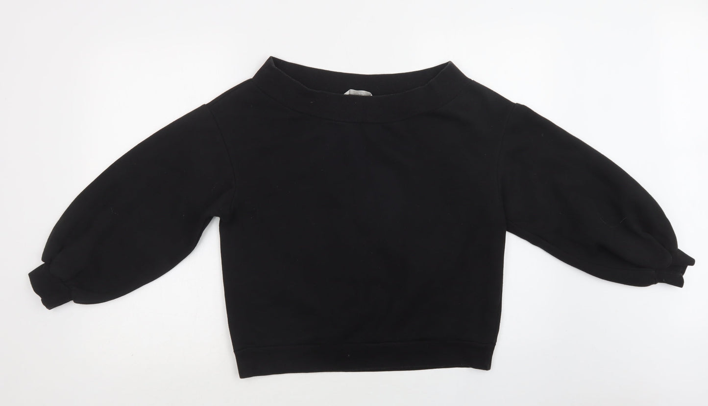 H&M Womens Black  Polyester Pullover Sweatshirt Size M