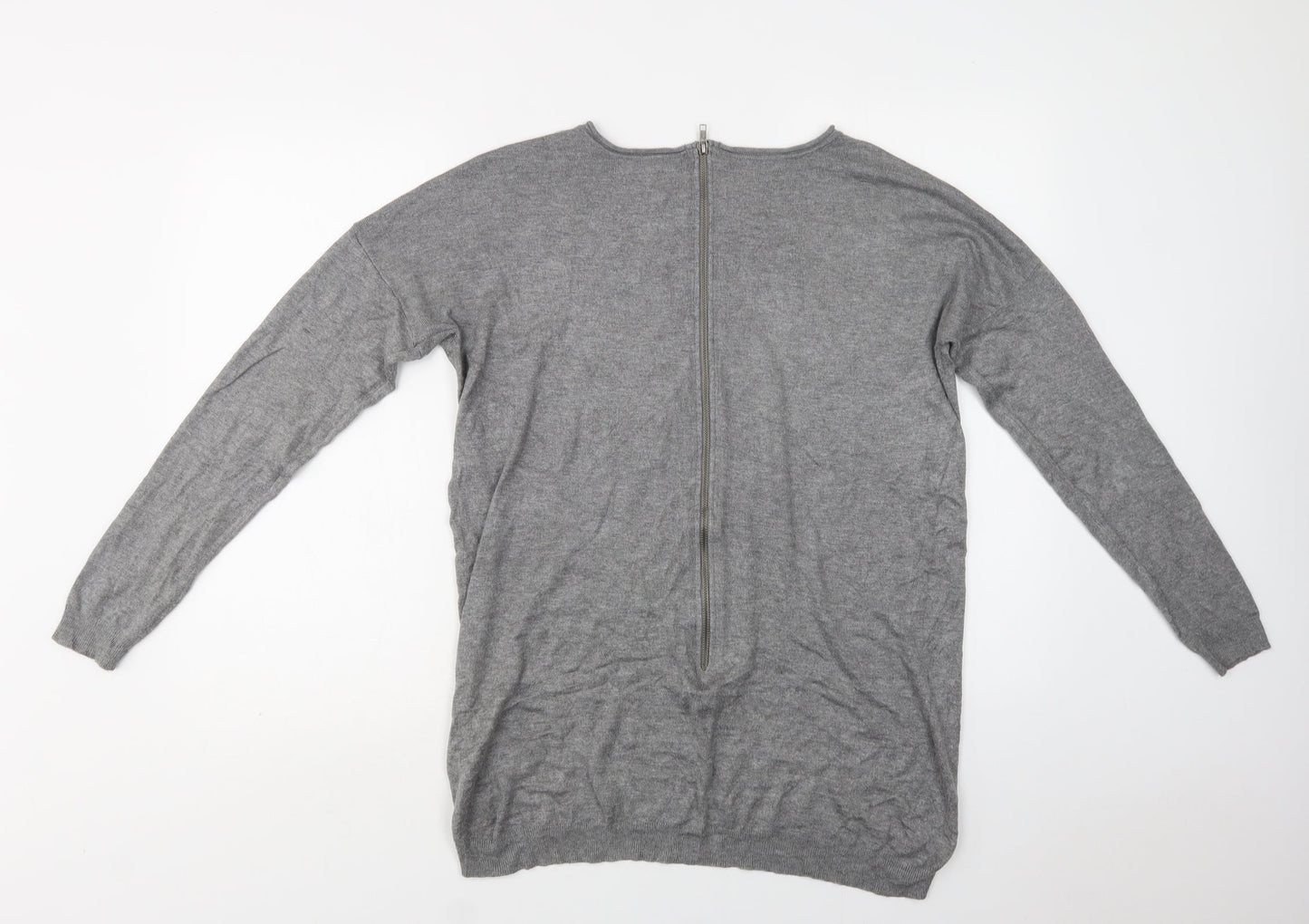 Primark Womens Grey Round Neck  Viscose Pullover Jumper Size S