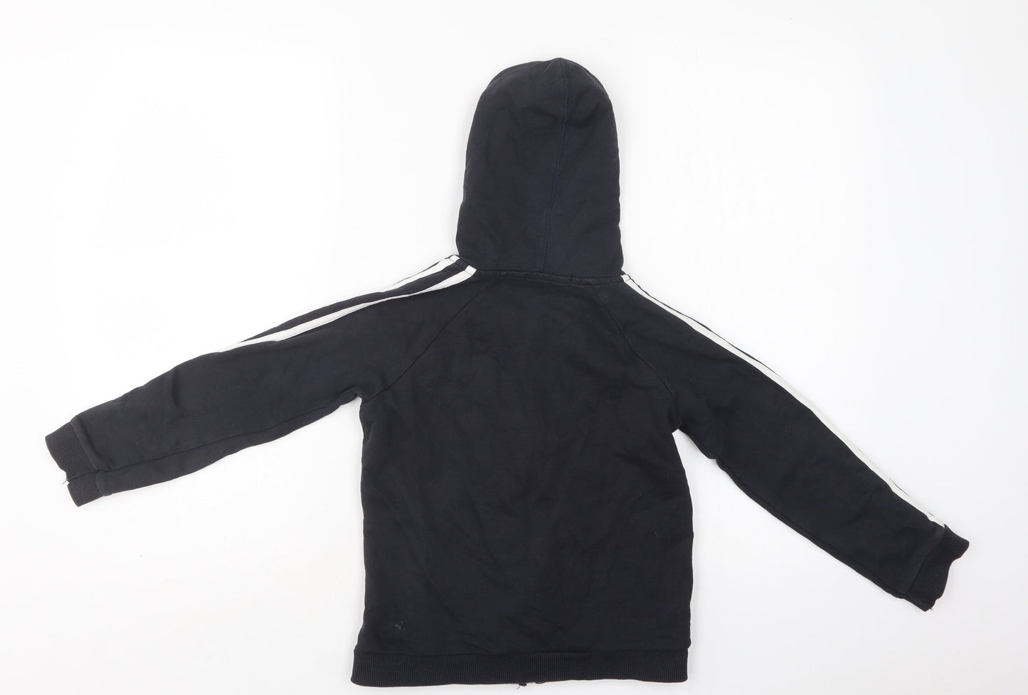 George Boys Black Striped Cotton Full Zip Hoodie Size 7-8 Years  Zip
