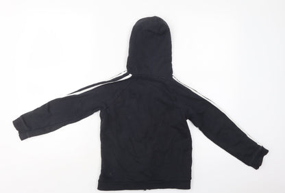 George Boys Black Striped Cotton Full Zip Hoodie Size 7-8 Years  Zip