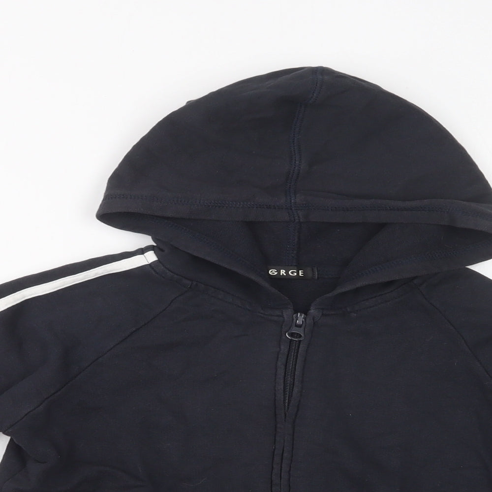 George Boys Black Striped Cotton Full Zip Hoodie Size 7-8 Years  Zip
