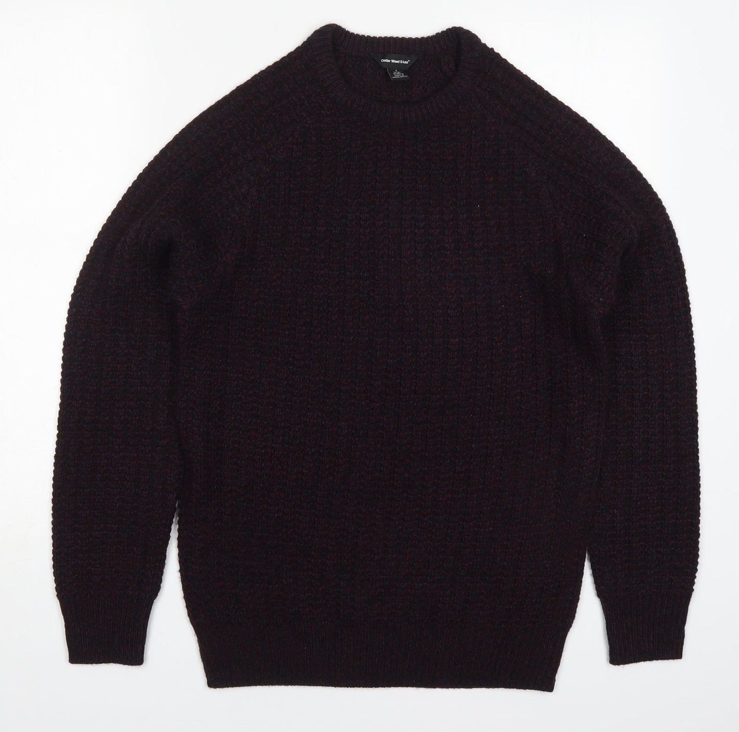 Cedar Wood State Mens Red Round Neck  Acrylic Pullover Jumper Size S