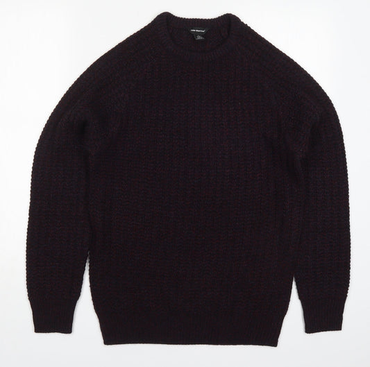 Cedar Wood State Mens Red Round Neck  Acrylic Pullover Jumper Size S