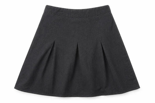 Front view of George girls’ grey polyester skater skirt, size 8-9, years regular zip