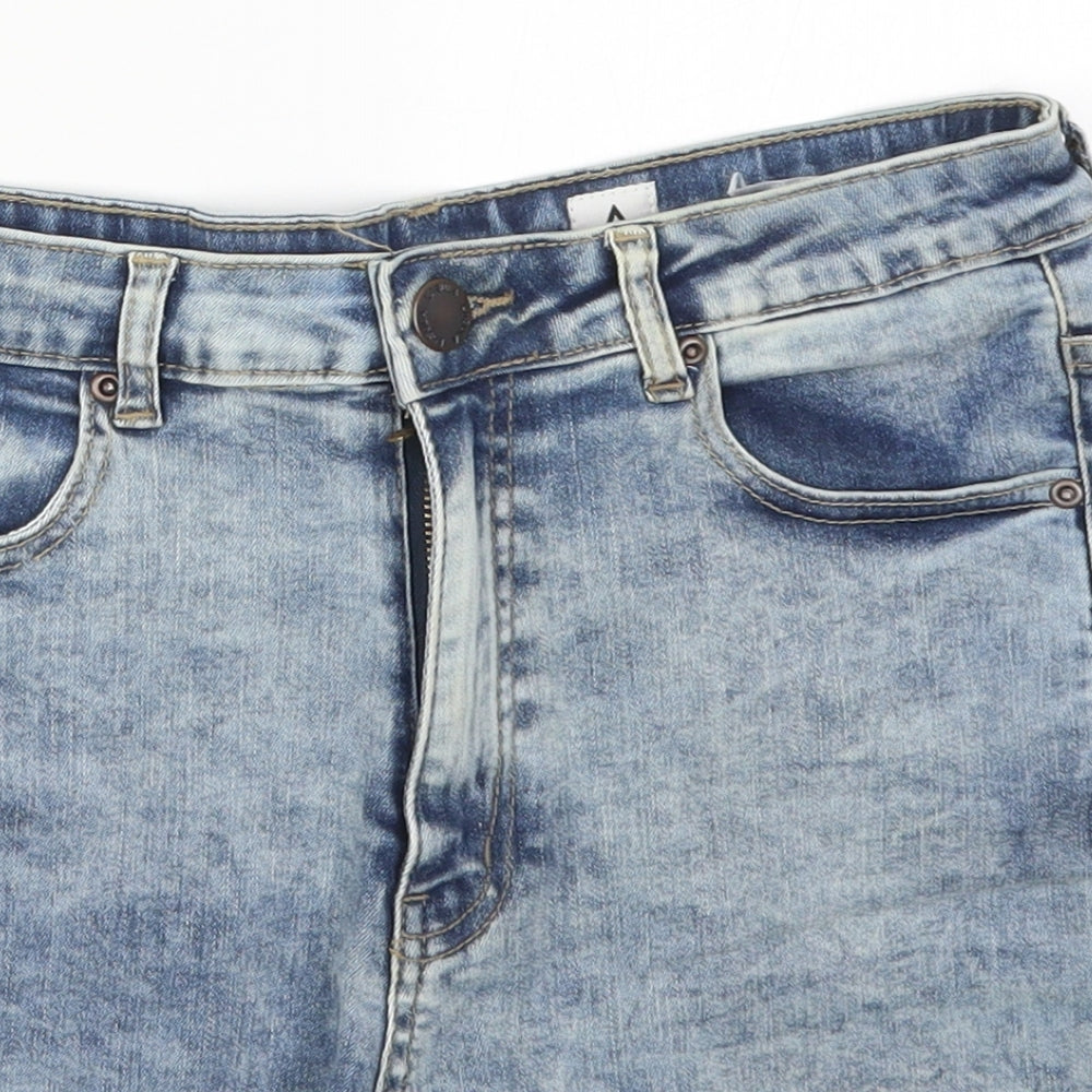Lasula Womens Blue  Cotton Cut-Off Shorts Size 10 L3 in Regular Button - Bite Me Don't Touch