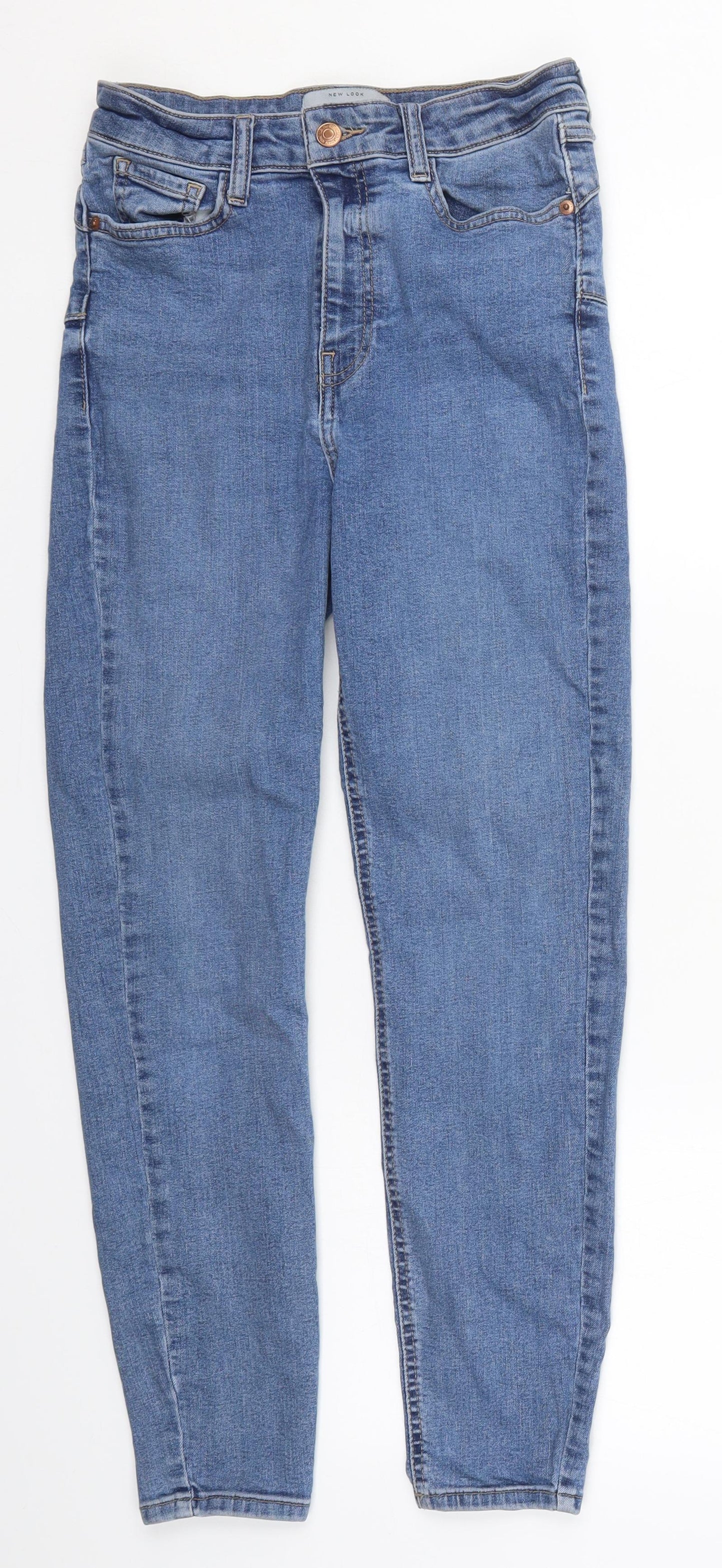 New Look Womens Blue  Cotton Skinny Jeans Size 10 L26 in Regular Button