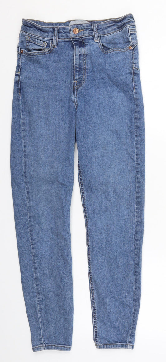 New Look Womens Blue  Cotton Skinny Jeans Size 10 L26 in Regular Button