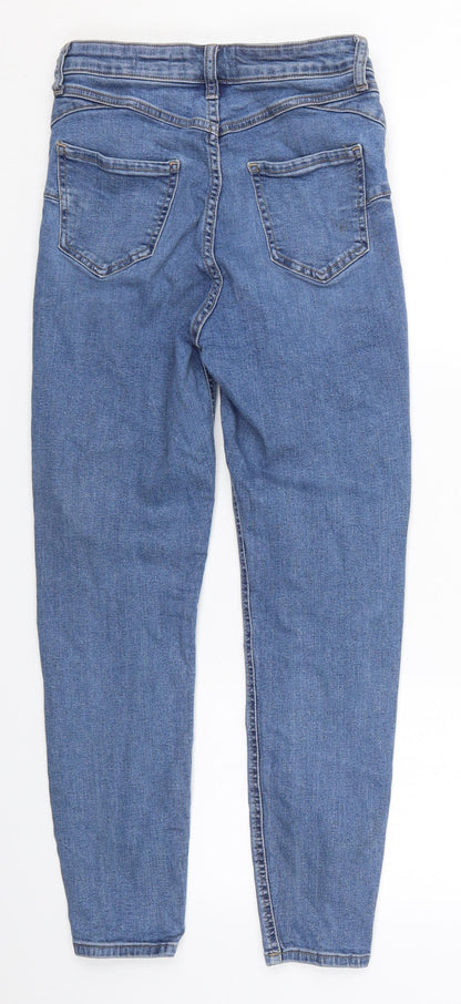 New Look Womens Blue  Cotton Skinny Jeans Size 10 L26 in Regular Button