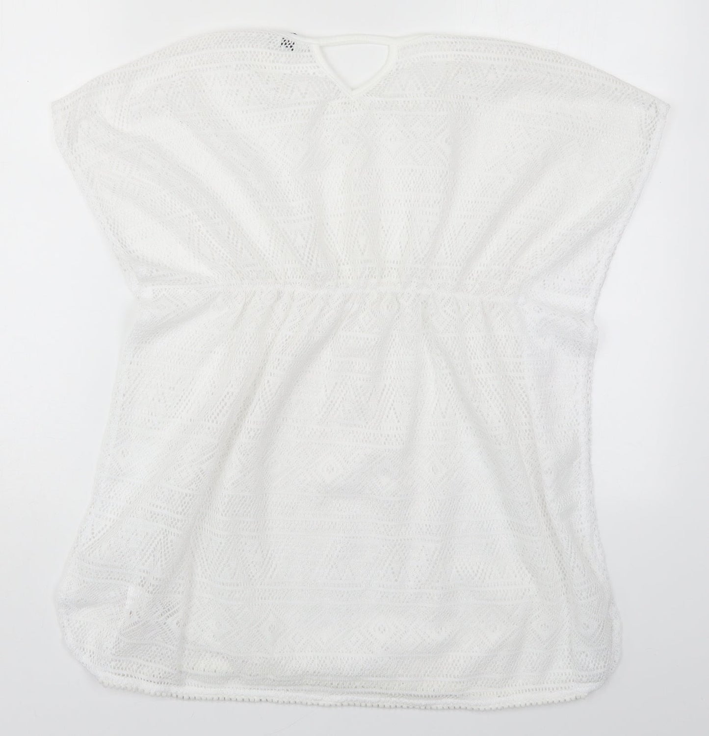 Primark Girls White  Polyester T-Shirt Dress  Size 11-12 Years  Round Neck Pullover - Beach Cover Up Dress
