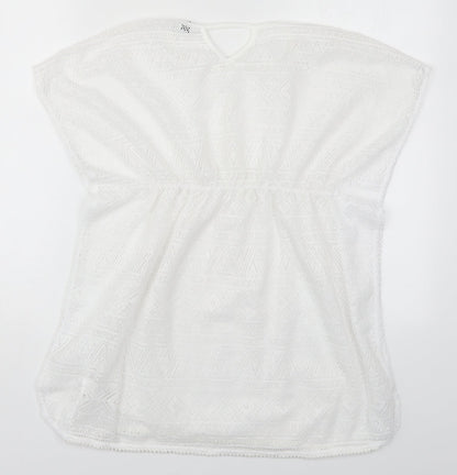 Primark Girls White  Polyester T-Shirt Dress  Size 11-12 Years  Round Neck Pullover - Beach Cover Up Dress