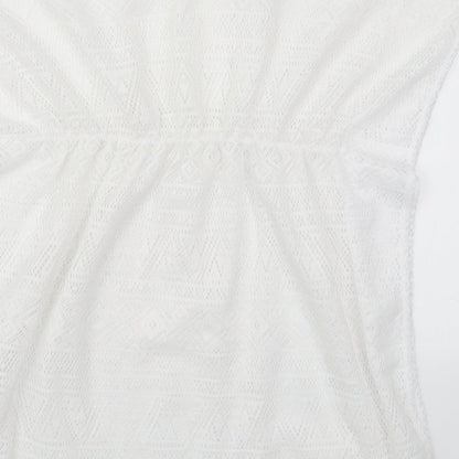 Primark Girls White  Polyester T-Shirt Dress  Size 11-12 Years  Round Neck Pullover - Beach Cover Up Dress