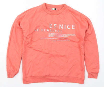 Pep&Co Womens Pink  Cotton Pullover Sweatshirt Size S  Pullover - Be Nice Be Fearless
