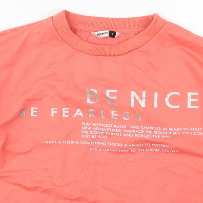 Pep&Co Womens Pink  Cotton Pullover Sweatshirt Size S  Pullover - Be Nice Be Fearless
