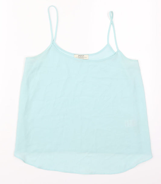 Papaya Womens Blue  Polyester Basic Tank Size 10 Scoop Neck