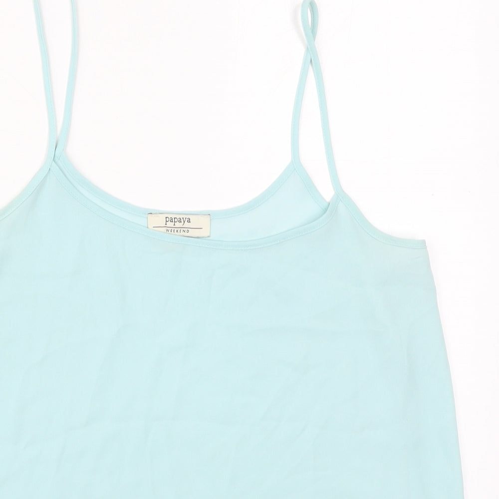 Papaya Womens Blue  Polyester Basic Tank Size 10 Scoop Neck