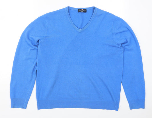 Marks and Spencer Mens Blue V-Neck  Acrylic Pullover Jumper Size M