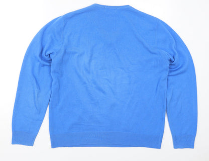Marks and Spencer Mens Blue V-Neck  Acrylic Pullover Jumper Size M