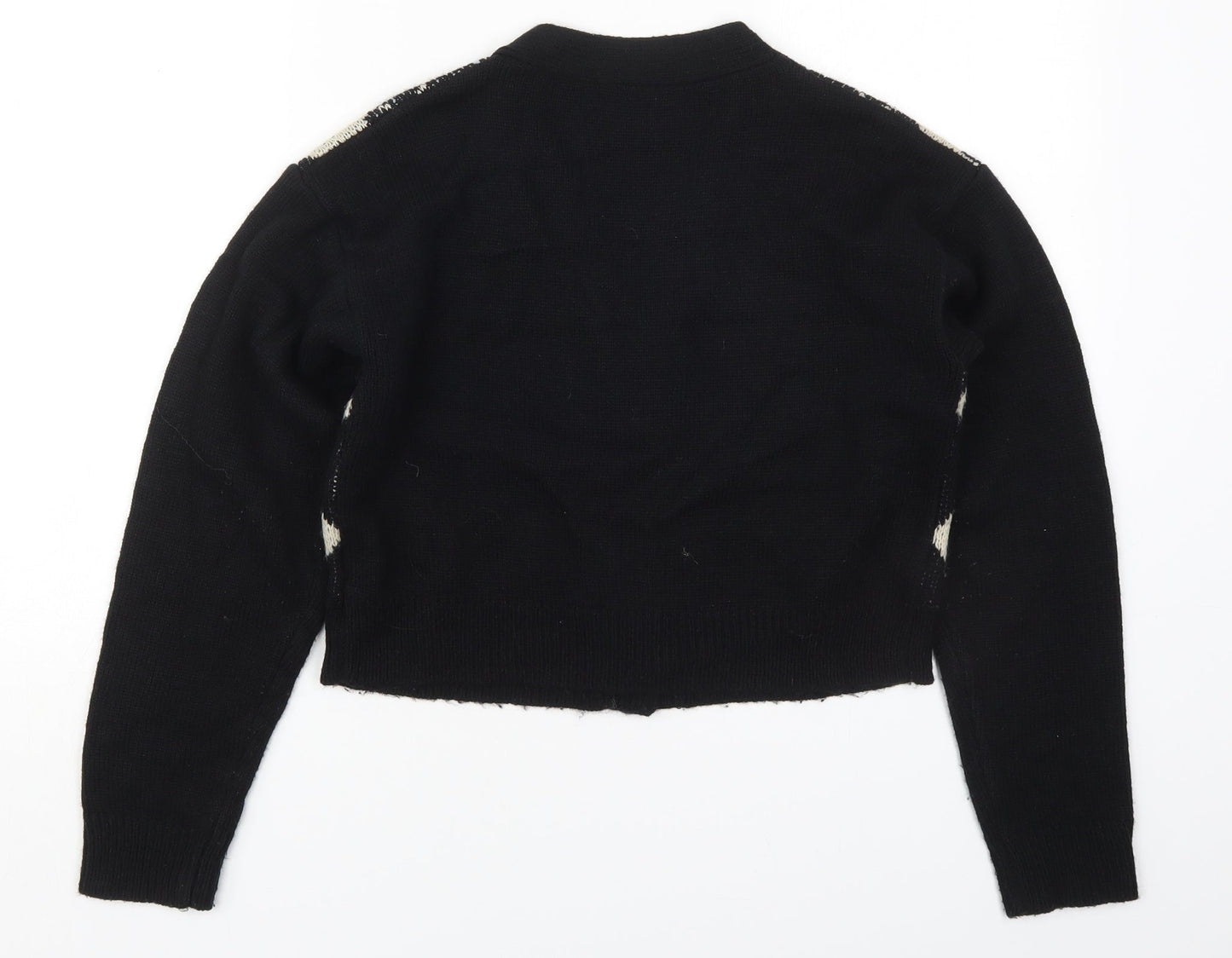 SheIn Womens Multicoloured V-Neck Argyle/Diamond Acrylic Cardigan Jumper Size M