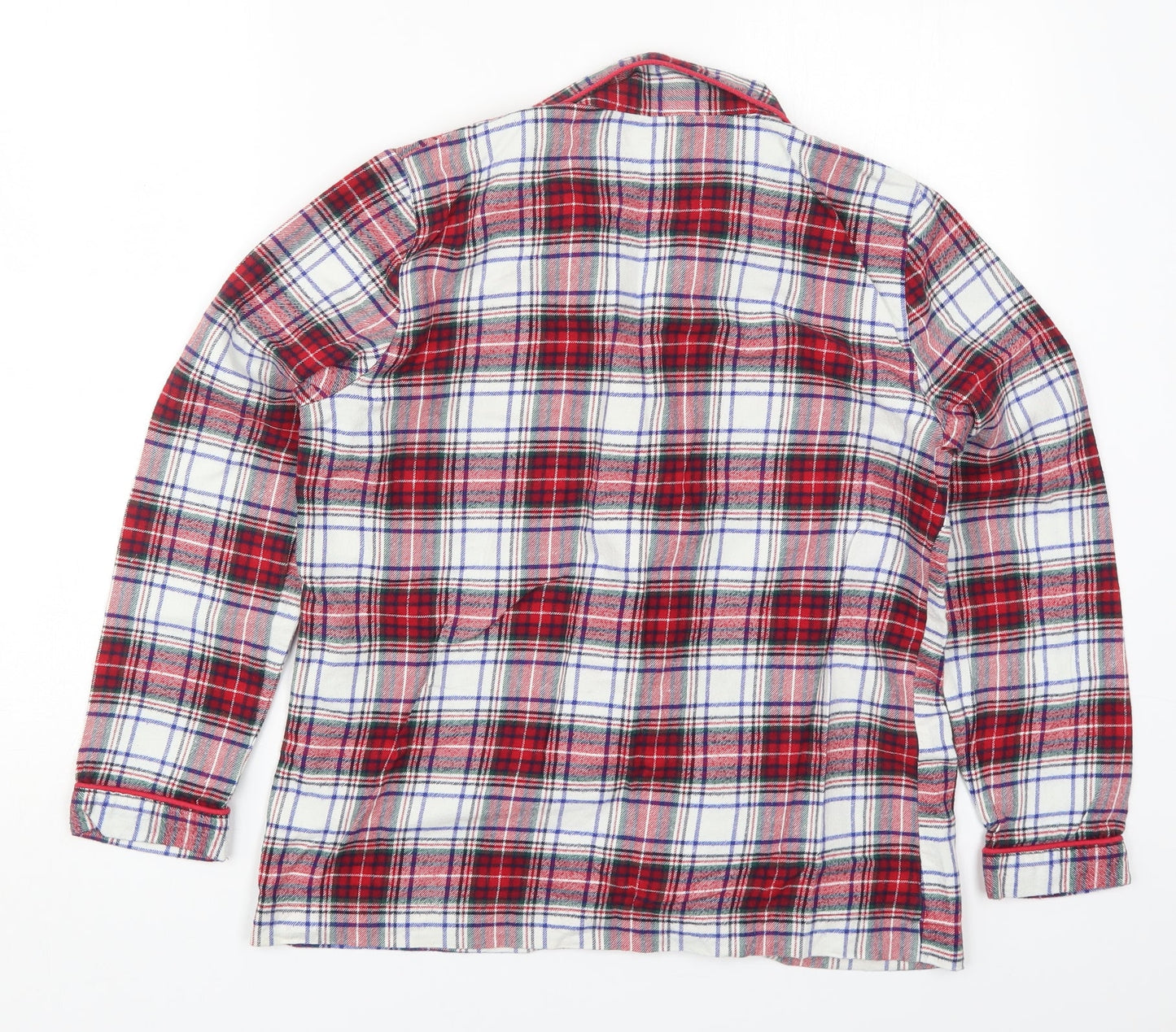 Marks and Spencer Womens Red Check Cotton Top Pyjama Top Size 8  Button