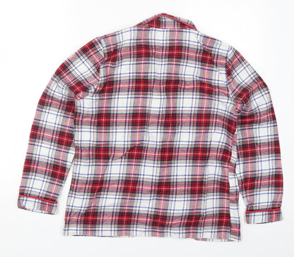 Marks and Spencer Womens Red Check Cotton Top Pyjama Top Size 8  Button