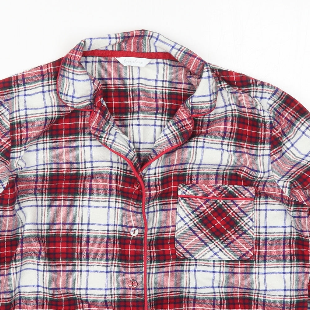 Marks and Spencer Womens Red Check Cotton Top Pyjama Top Size 8  Button