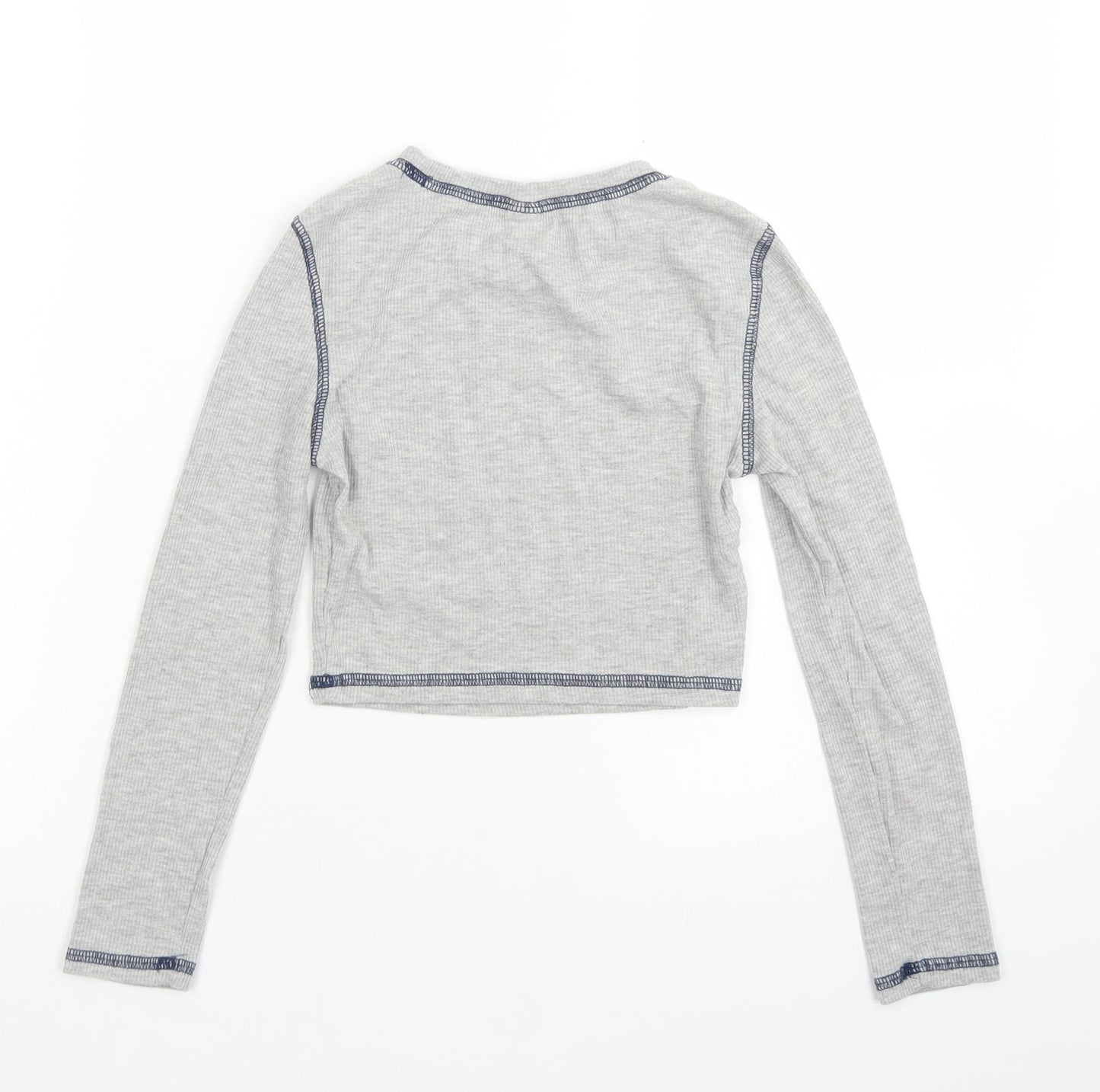 SheIn Girls Grey  Polyester Cropped T-Shirt Size 8-9 Years Crew Neck  - Los Angeles