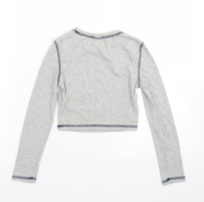 SheIn Girls Grey  Polyester Cropped T-Shirt Size 8-9 Years Crew Neck  - Los Angeles