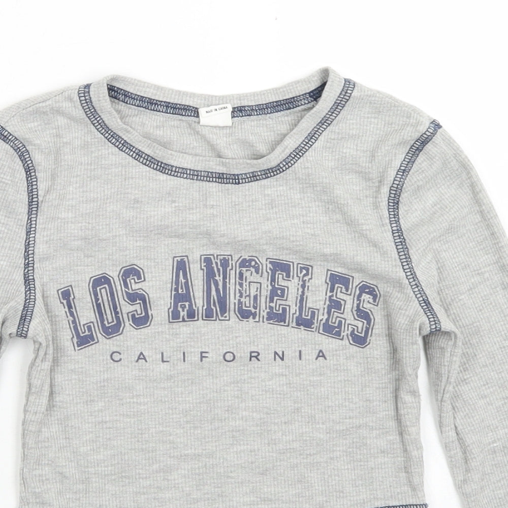 SheIn Girls Grey  Polyester Cropped T-Shirt Size 8-9 Years Crew Neck  - Los Angeles