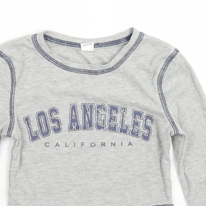 SheIn Girls Grey  Polyester Cropped T-Shirt Size 8-9 Years Crew Neck  - Los Angeles