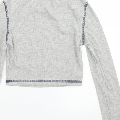 SheIn Girls Grey  Polyester Cropped T-Shirt Size 8-9 Years Crew Neck  - Los Angeles
