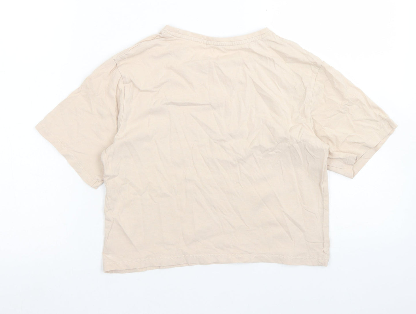 Matalan Girls Beige  Cotton Cropped T-Shirt Size 12 Years Crew Neck