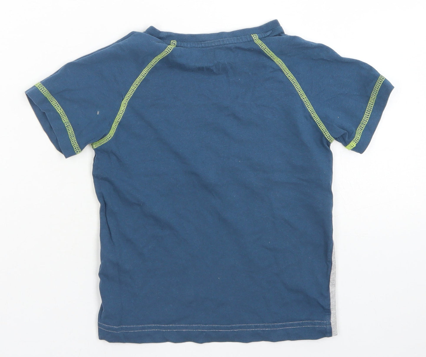 Matalan Boys Blue Colourblock Cotton Basic T-Shirt Size 5 Years Crew Neck