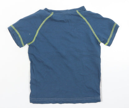 Matalan Boys Blue Colourblock Cotton Basic T-Shirt Size 5 Years Crew Neck