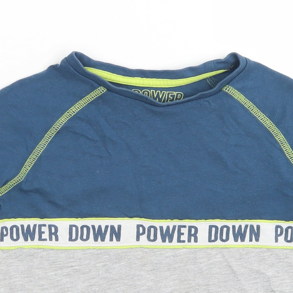 Matalan Boys Blue Colourblock Cotton Basic T-Shirt Size 5 Years Crew Neck