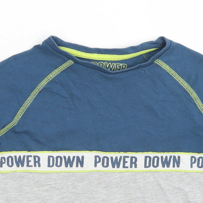 Matalan Boys Blue Colourblock Cotton Basic T-Shirt Size 5 Years Crew Neck