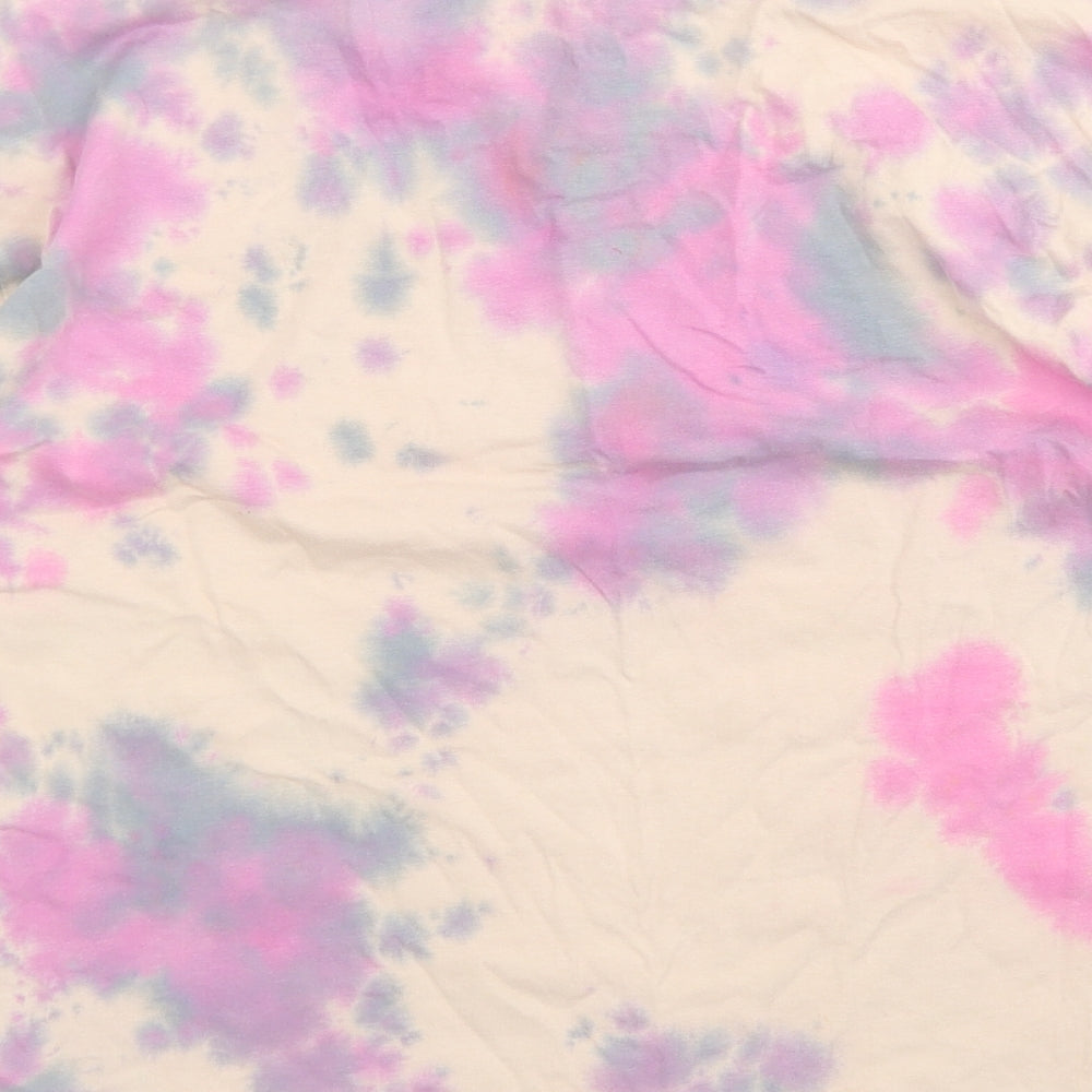 Primark Womens Pink  Cotton Cropped T-Shirt Size XS Crew Neck - Tie Dye