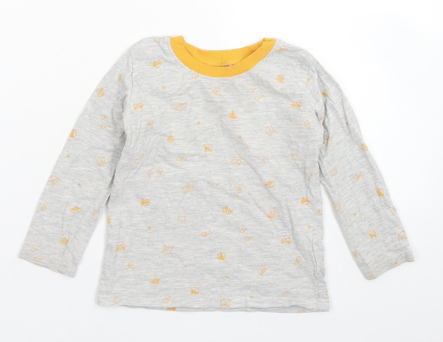George Baby Grey Spotted Cotton Basic T-Shirt Size 18-24 Months Crew Neck