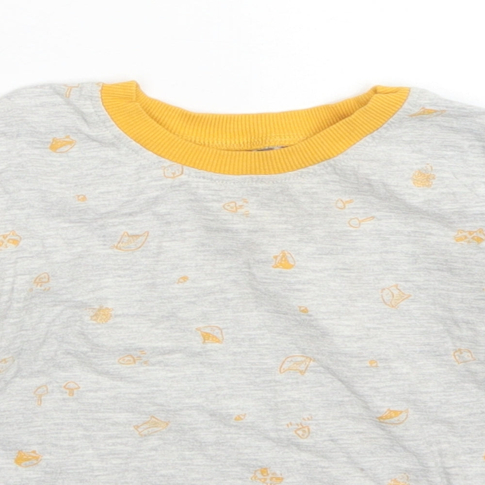 George Baby Grey Spotted Cotton Basic T-Shirt Size 18-24 Months Crew Neck